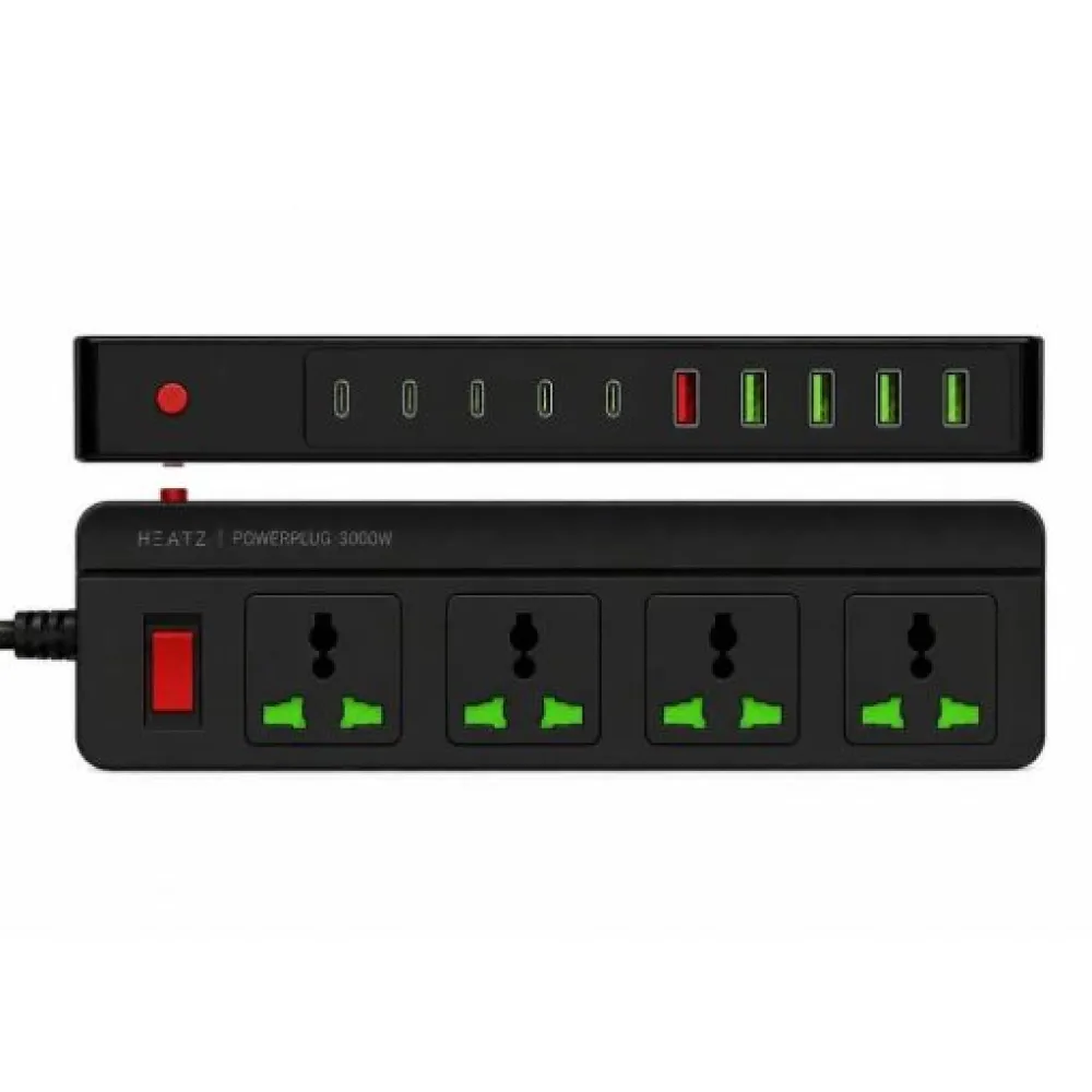 Heatz ZC618 Power Plug 3000W 5 Type-C 5 USB 4 Power Socket- ZC618