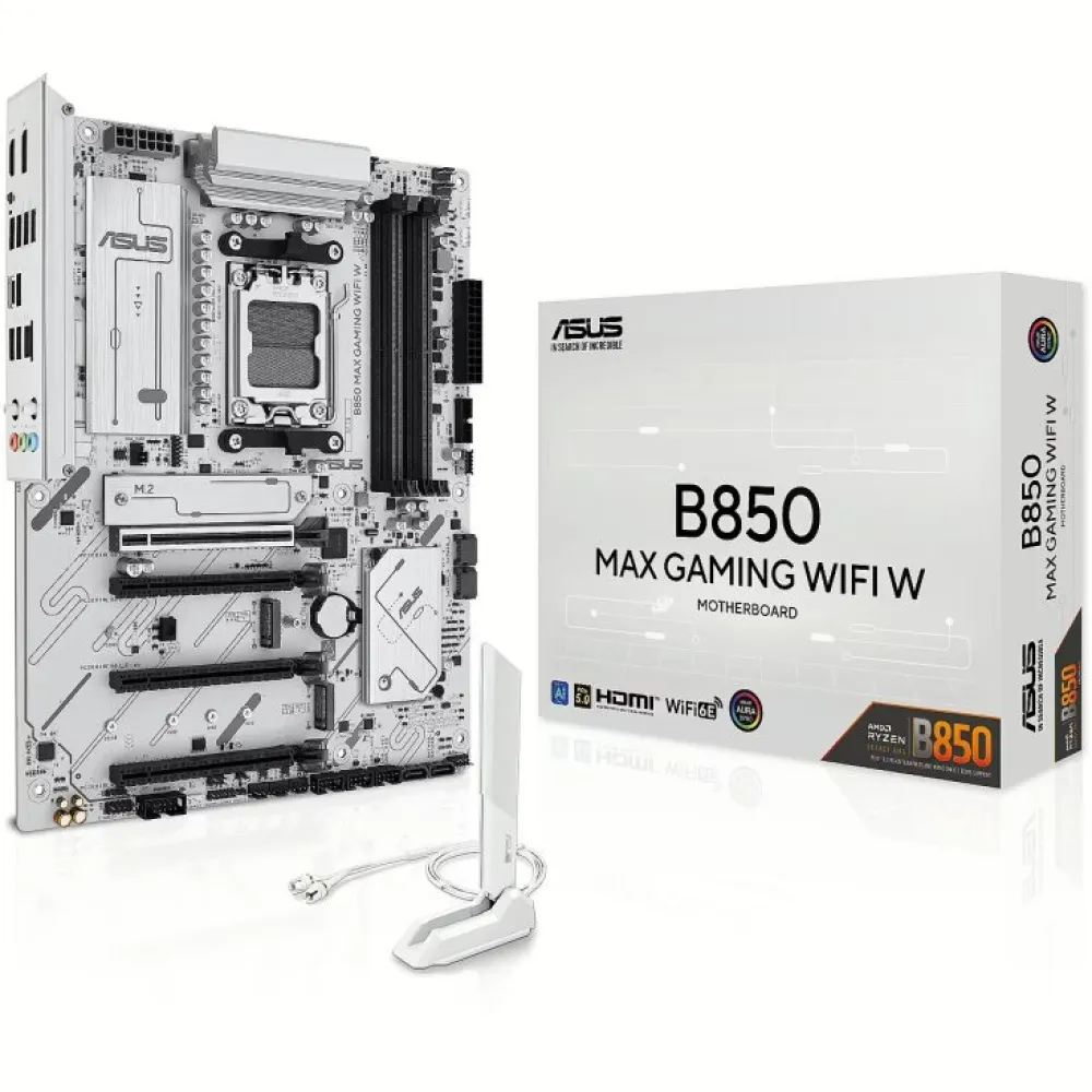 Asus B850 MAX GAMING WIFI W, AMD ATX Motherboard - White - 90MB1M10-M0EAY0