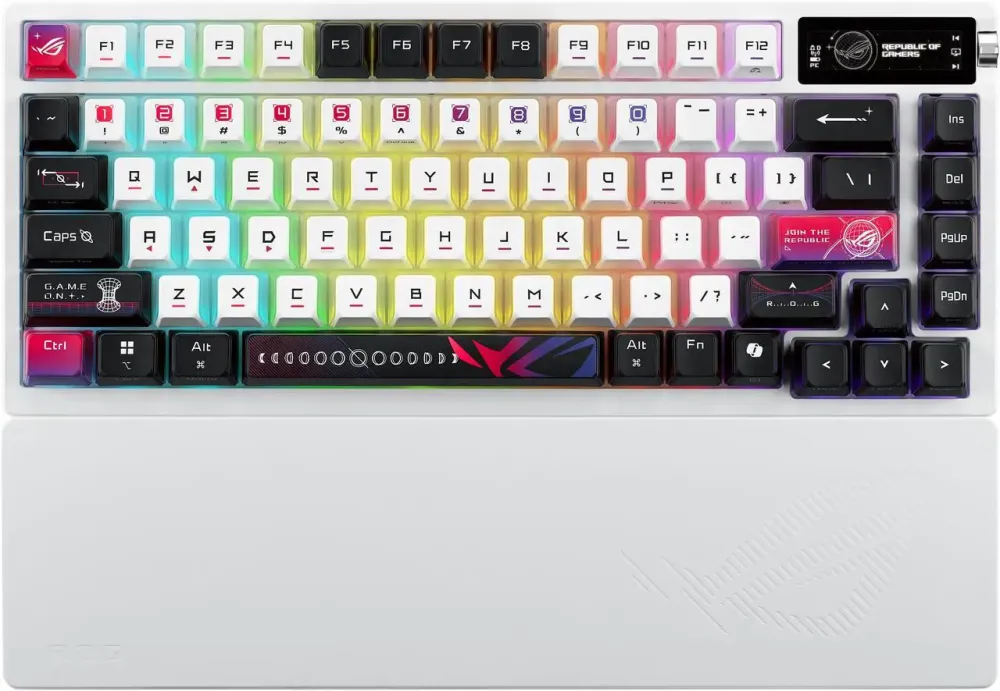 Asus ROG M704 AZOTH X 75%, NX Mechanical Switch Wireless Gaming Keyboard, White - Arabic Layout - 90MP044F-BKCA30