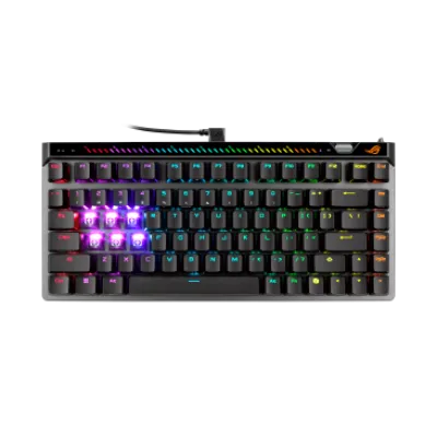 Asus ROG Falchion Ace 75 HE gaming keyboard with hot-swappable ROG HFX V2 & V2X Magnetic Switches, ROG Hall Sensor, Rapid Trigger toggle, sensitivity adjustment wheel, interactive touch panel, Black-90MP047H-BKCA00