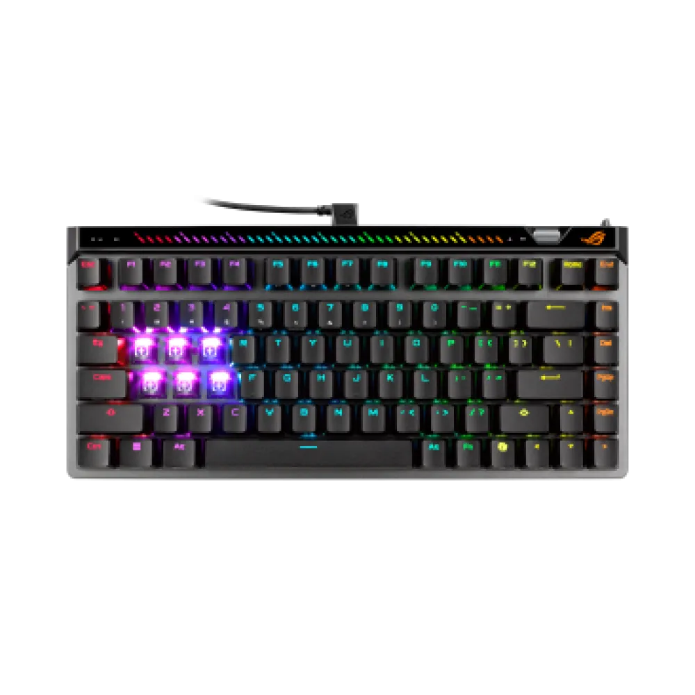 Asus ROG Falchion Ace 75 HE gaming keyboard with hot-swappable ROG HFX V2 & V2X Magnetic Switches, ROG Hall Sensor, Rapid Trigger toggle, sensitivity adjustment wheel, interactive touch panel, Black-90MP047H-BKCA00