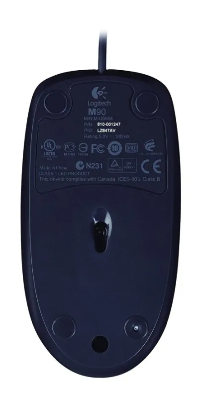 Logitech M90 USB Optical Mouse - Black — 3