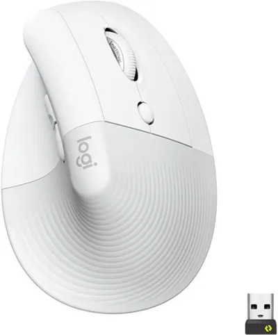 Logitech Lift Vertical Ergonomic Mouse - Off- White