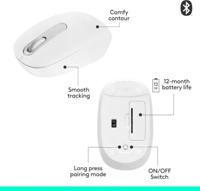 Logitech M196 Bluetooth Mouse - Off-White - 910-007460 — 2