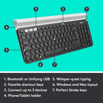 Logitech K780 Multi-Device Wireless Keyboard - Dark Grey/White - 920-010072 — 6