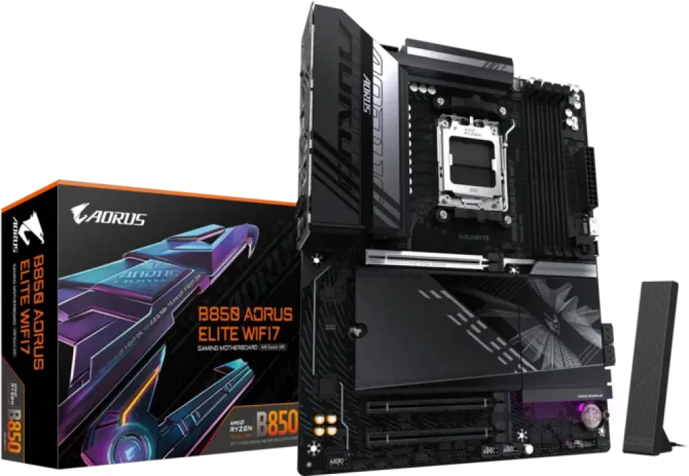 GIGABYTE B850 AORUS ELITE WIFI7 AM5 ATX Motherboard, AMD B850 Chipset, 4x DDR5 DIMM Slots, Up to 256GB Max Memory, WiFi & BT Connectivity, 1 x PCIe 5.0 x16, 3 x M.2 Slots-9MB85EL7-00-G11