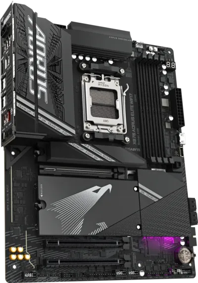 GIGABYTE X870 Aorus Elite Wifi7 AM5 ATX Motherboard, AMD X870 Chipset, 4x DDR5 DIMM Slot, 256GB Max Memory, 4x M.2 Slots, 1x PCIe 5.0 x16, Black-9MX87EL7-00-G11 — 3
