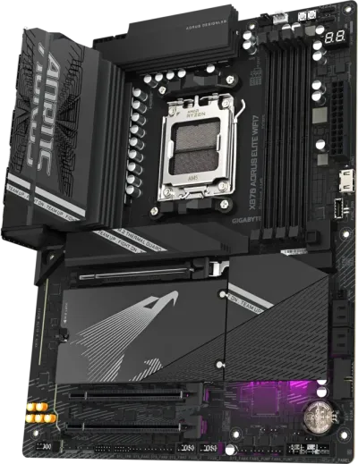 GIGABYTE X870 Aorus Elite Wifi7 AM5 ATX Motherboard, AMD X870 Chipset, 4x DDR5 DIMM Slot, 256GB Max Memory, 4x M.2 Slots, 1x PCIe 5.0 x16, Black-9MX87EL7-00-G11 — 4