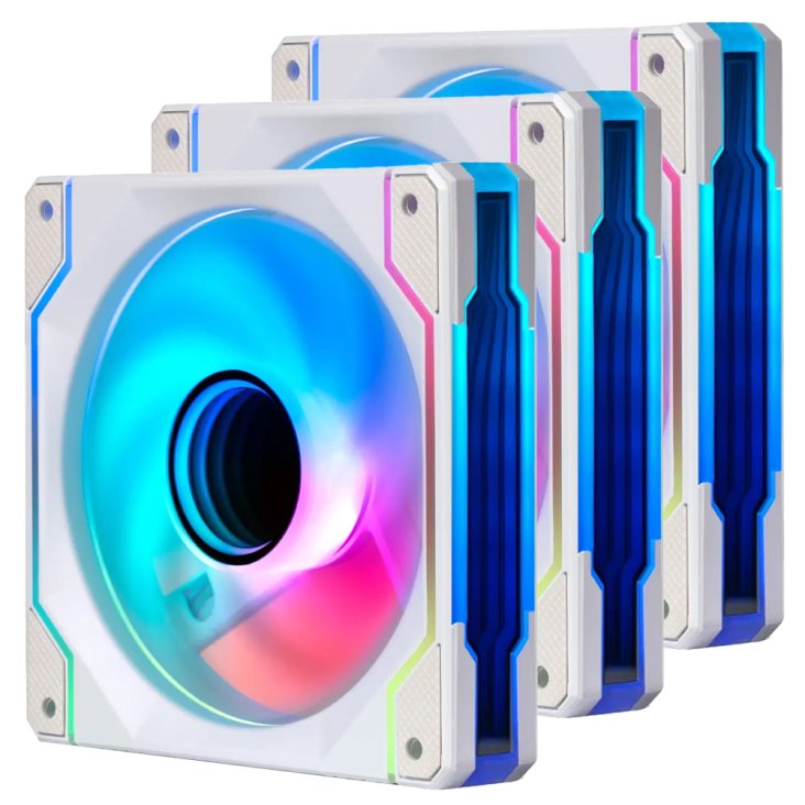 Asiahorse FS Block 120mm ARGB Case Fan - Triple Pack White - AS FS-BLOCK White