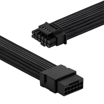 AsiaHorse PCIe 5.0 12VHPWR Sleeved Cable Extension - 16P Male to 16P Female - Black - AS PCIE5.0(12+4) 1-END 180° BLK