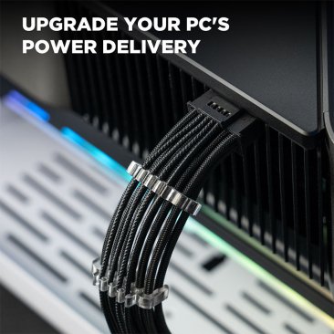 AsiaHorse PCIe 5.0 12VHPWR Sleeved Cable Extension - 16P Male to 16P Female - Black - AS PCIE5.0(12+4) 1-END 180° BLK — 6