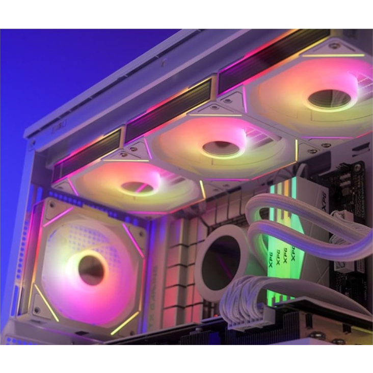 Asiahorse FS Block Max Normal 120mm ARGB Case Fan - Triple Pack White — 6