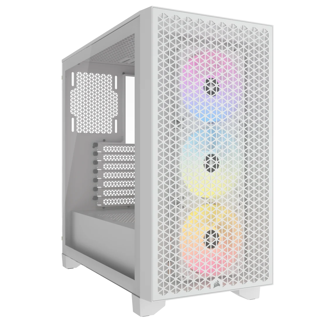 Corsair 3000D RGB AIRFLOW Mid-Tower PC Case, Tempered Glass & Airflow Optimized Front Panel, Up to 8x 120mm Fans & 360mm Radiators, 2*3.5"or 2*2.5" Drive Bays, 2*USB 3.2 Type-A, White- CC-9011256-WW