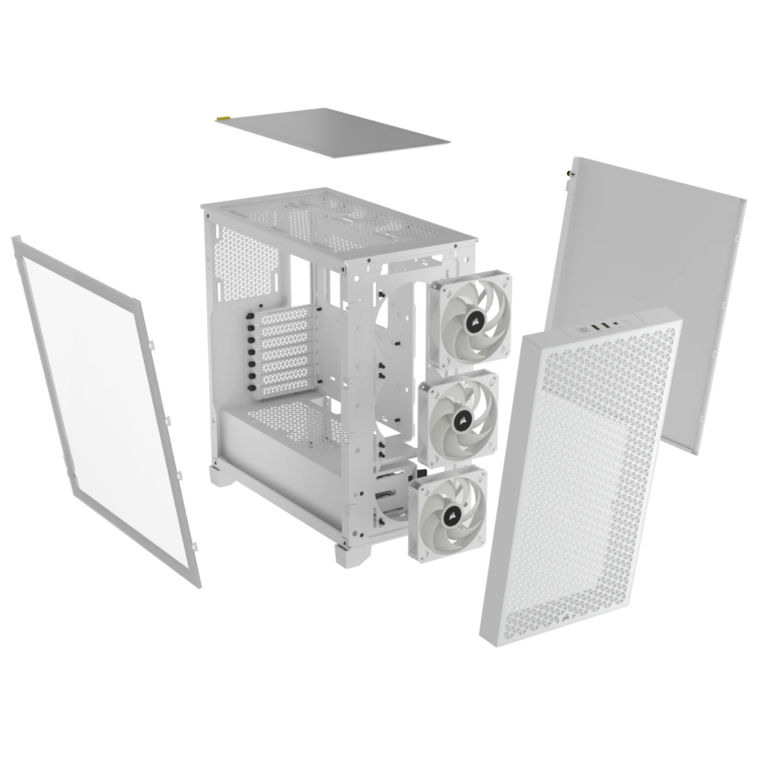 Corsair 3000D RGB AIRFLOW Mid-Tower PC Case, Tempered Glass & Airflow Optimized Front Panel, Up to 8x 120mm Fans & 360mm Radiators, 2*3.5"or 2*2.5" Drive Bays, 2*USB 3.2 Type-A, White- CC-9011256-WW — 8