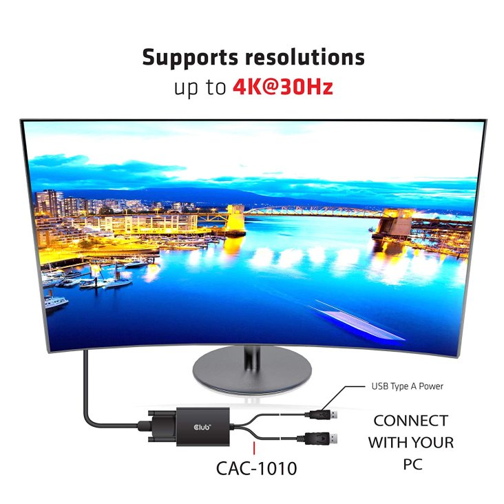 Club 3D CAC-1010 Adapter Cable - DisplayPort 1.2 Male/USB-A Male to DVI-I Female - Club 3D CAC-1010 — 4