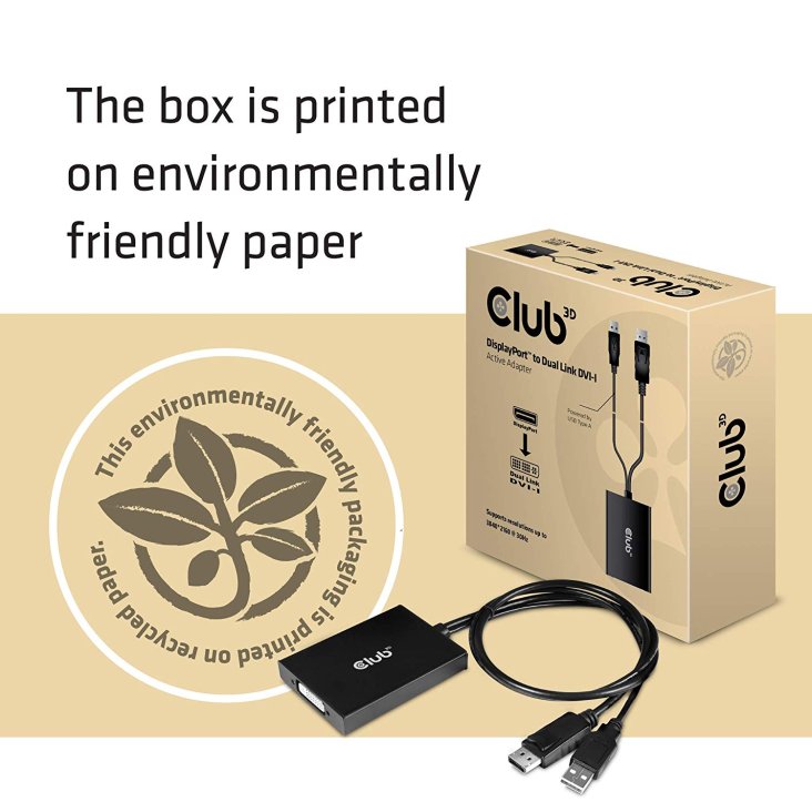 Club 3D CAC-1010 Adapter Cable - DisplayPort 1.2 Male/USB-A Male to DVI-I Female - Club 3D CAC-1010 — 5