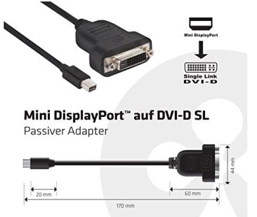Club 3D CAC-1100 Adapter Cable - Mini DisplayPort Male to Single DVI-D Female - Club 3D CAC-1100 — 4