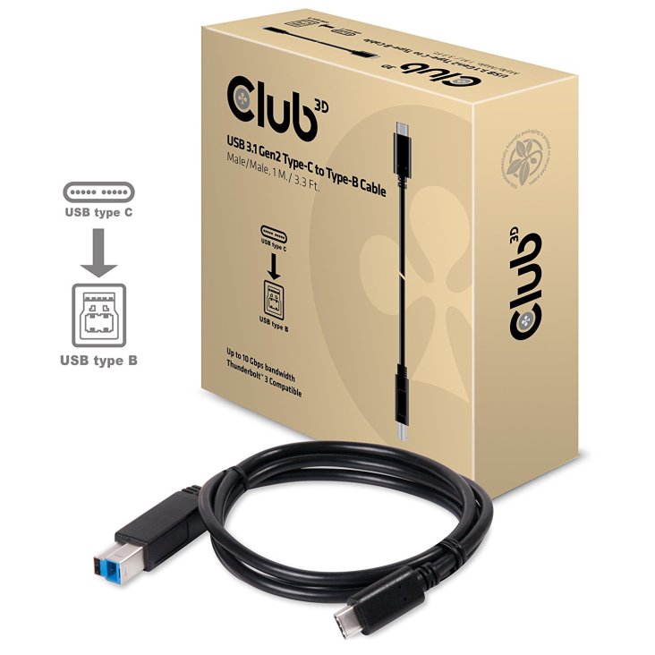 Club 3D CAC-1524 USB 3.1 Cable - Type-C - Type-B, M/M - Club 3D CAC-1524