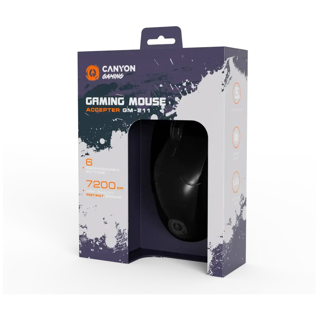 Canyon Mouse Accepter GM-211 RGB 6buttons Wired Black - CND-SGM211 — 6