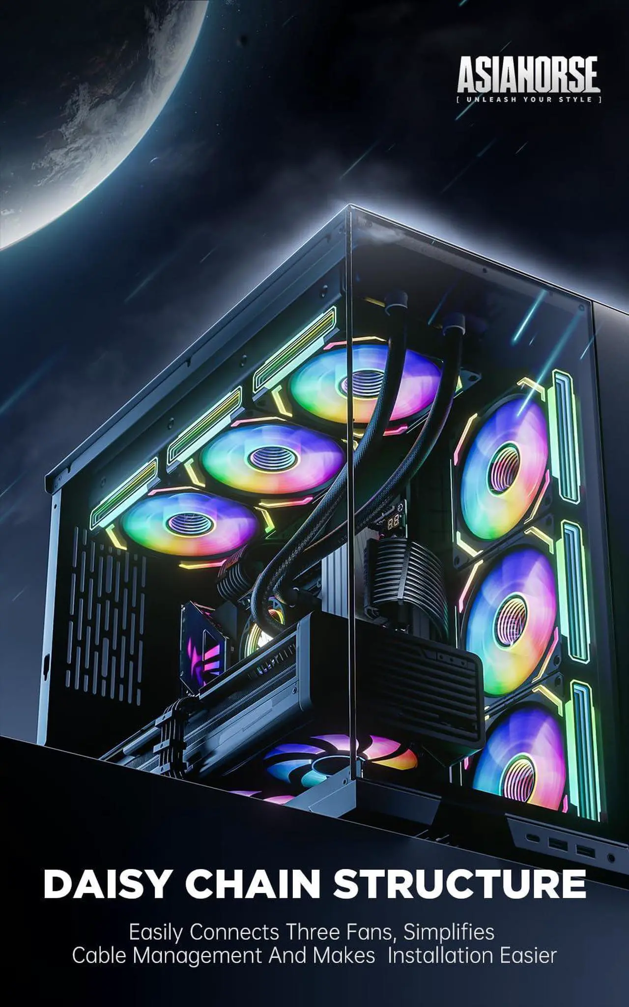 AsiaHorse COSMIQ - 120mm PC RGB Fans FDB Computer Case Fans 3 Pack White - COSMIQ WHT — 2