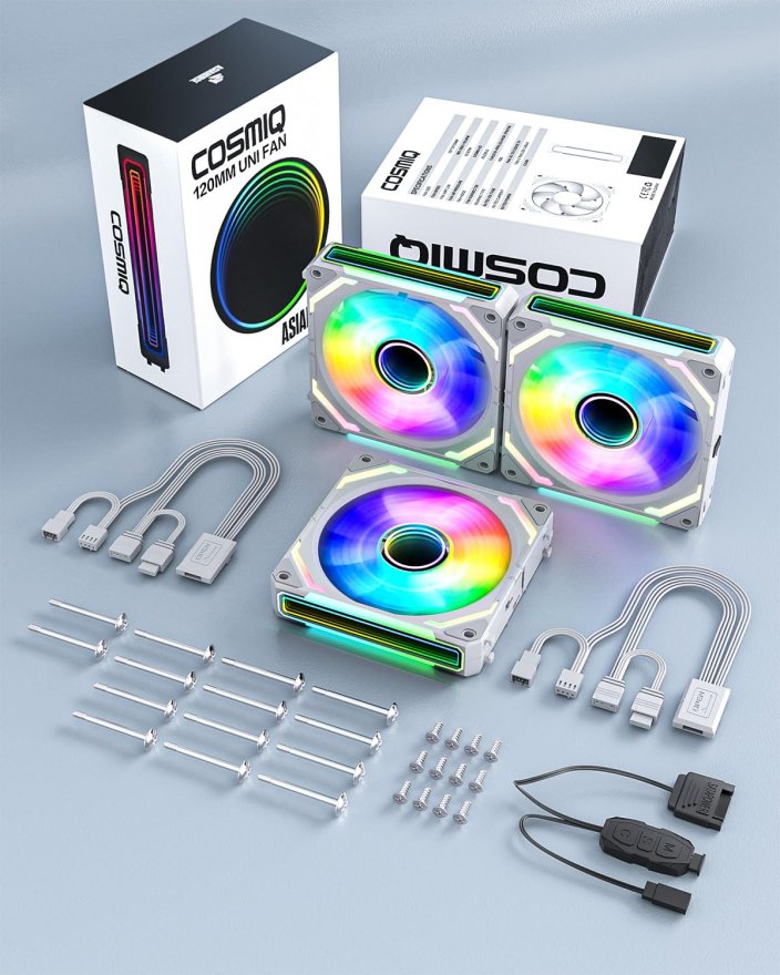 Asiahorse Cosmiq Reverse 120mm ARGB Case Fan - Triple Pack White — 6