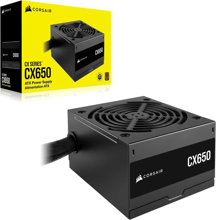 Corsair CX650 80 PLUS Bronze Non Modular Low-Noise ATX 650 Watt Power Supply - UK Black - CP-9020278-UK — 7