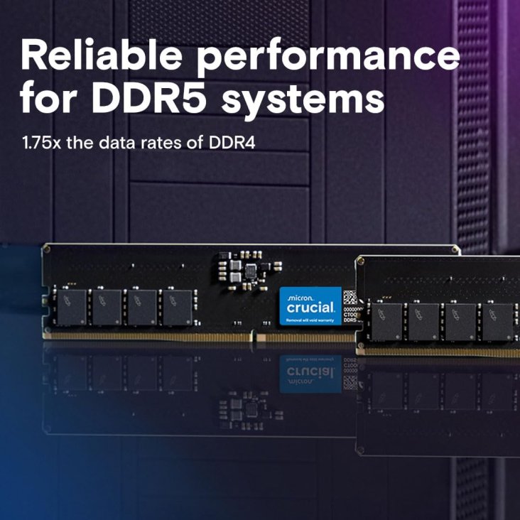 Crucial 64GB (2x32) DDR5 RAM, 5600MHz Desktop Memory - CT2K32G56C46U5 — 3