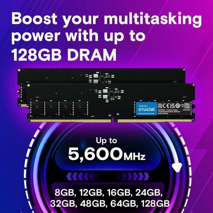 Crucial 64GB (2x32) DDR5 RAM, 5600MHz Desktop Memory - CT2K32G56C46U5 — 4
